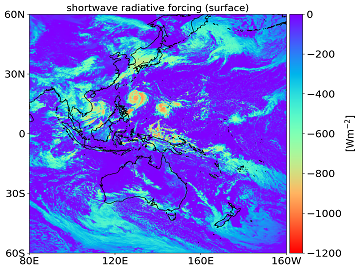 shortwave radiative forcing (surface)